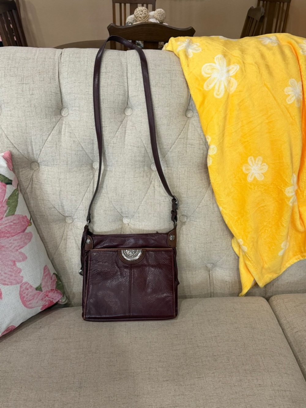 Brighton’s Shiloh  Crossbody Bag in Deep Burgundy with built in wallet. F204399